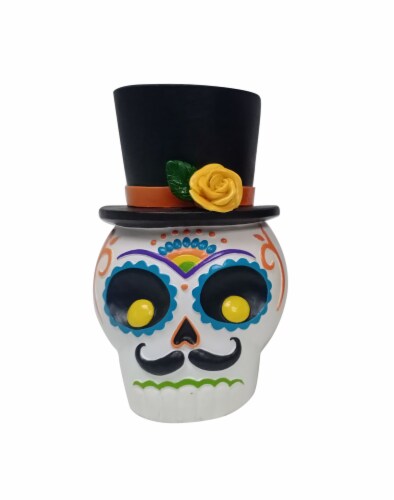 Holiday Home Halloween Day of the Dead Gentleman Skull Perspective: front