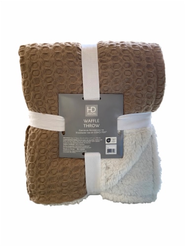 HD Waffle Sherpa Throw TAN Perspective: front