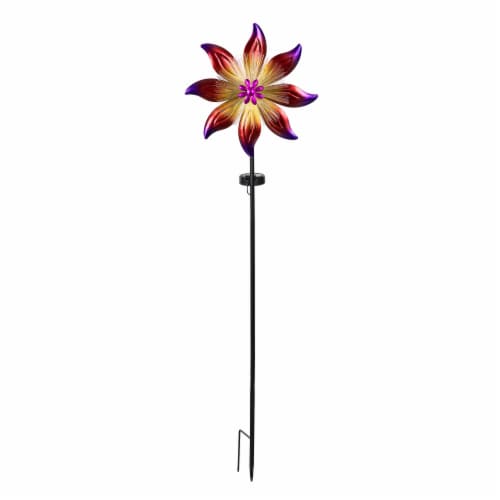 HD Designs Outdoors Fiber Optic Flower Spinner - Red Perspective: front