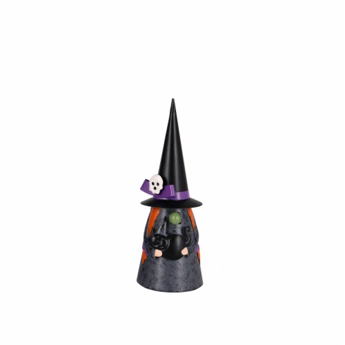 Holiday Home 10" Metal Gnome Witch Halloween Decor Perspective: front