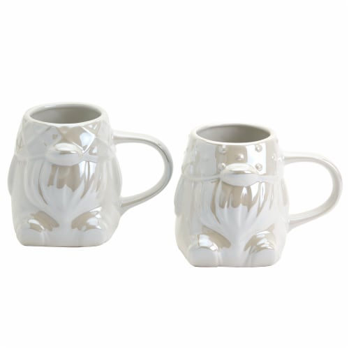 Holiday Home Two-Piece White Iridescent Gnome Mug Set Perspective: front