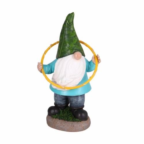 HD Designs Outdoors Chasing Lights Solar Hula Hoop Garden Gnome - Light Blue Perspective: front