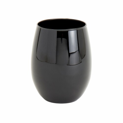 Holiday Home Shiny Black Stemless Halloween Wine Glass Perspective: front