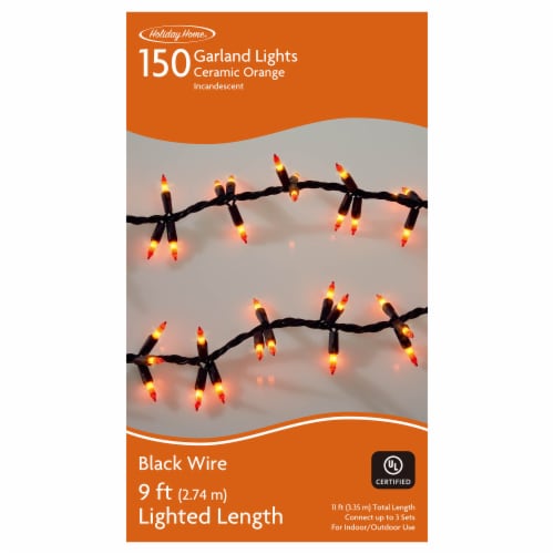 Holiday Home® 9' Orange Ceramic Halloween Garland Lights 150 ct Perspective: front