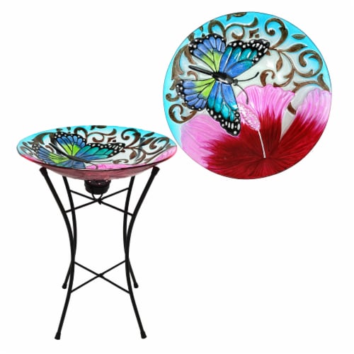 HD Designs Outdoors Handpainted Butterfly Birdbath Perspective: front