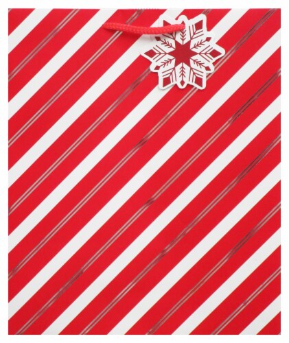 Holiday Home Candy Cane Stripe Large Christmas Gift Bag Perspective: front