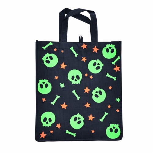 Holiday Home Glow in the Dark Skulls Treat Bag Perspective: front