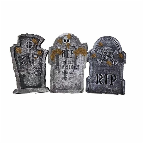 Holiday Home® 22" RIP Reaper Halloween Lighted Tombstone Decoration - Assorted Perspective: front