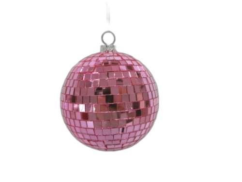 Holiday Home Disco Ball Ornament Christmas Décor - Pink Perspective: front