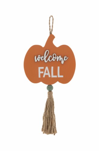Holiday Home Harvest Wooden Pumpkin Fall Hanging Decor Perspective: front