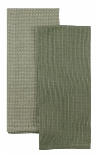 Dash of That® Small Waffle Kitchen Towels - Green Perspective: front