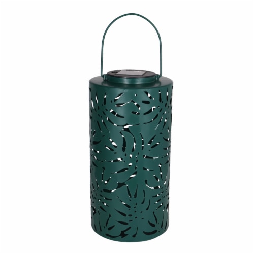 HD Outdoors Solar Metal Leaf Lantern - Green Perspective: front