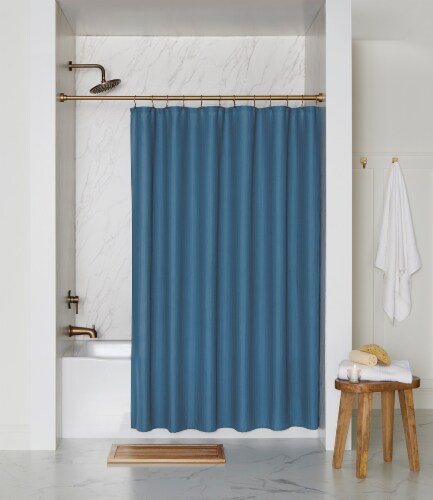 Sewing Down South for HD Designs Solid Texture Bering Sea Polyester Shower Curtain - Blue Perspective: front