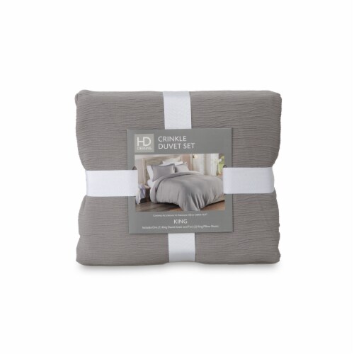 HD Designs® 3 Piece Crinkle Duvet Set - Grey Perspective: front