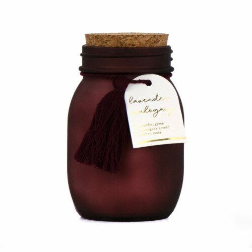 Holiday Home Mason Jar Candle Lavender Mahogany Perspective: front