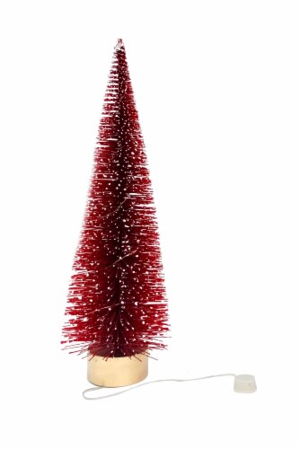 Holiday Home Bottle Brush Christmas Tree with Light Christmas Décor - Red Perspective: front