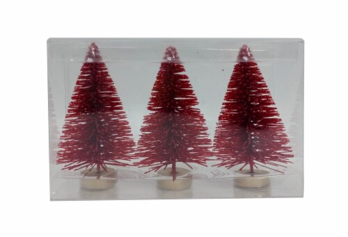 Holiday Home 4" Bottle Brush Christmas Trees - Red Perspective: front
