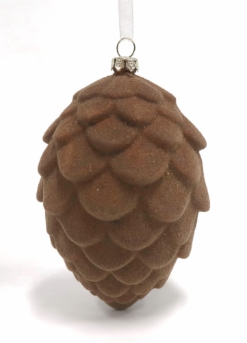 Holiday Home Flocked Pinecone Ornament Perspective: front