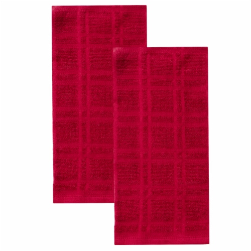 Everyday Living Waffle Kitchen Towels - Paprika Perspective: front