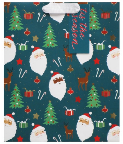 Holiday Home Santa & Deer Holiday Gift Bag Perspective: front
