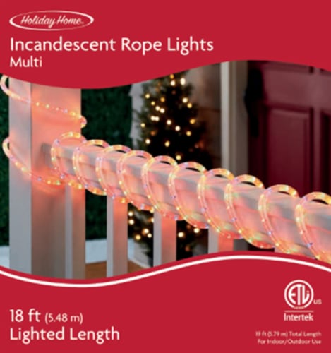 Holiday Home® 18' Incandescent Rope Christmas Lights - Multi Perspective: front