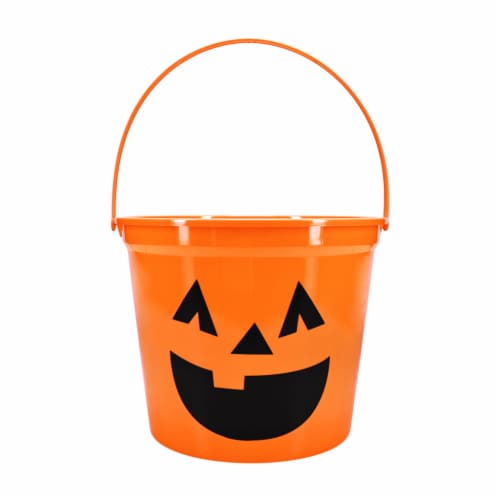 Holiday Home Orange Jack O Lantern Jumbo Treat Halloween Bucket Perspective: front