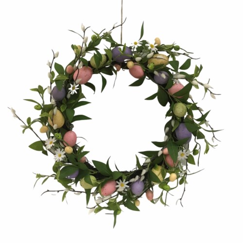 Holiday Home Easter Floral Wreath Perspective: front