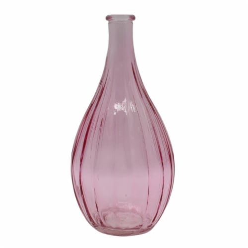 Holiday Home Easter 7.9in Glass Striped Vase - Pink Perspective: front