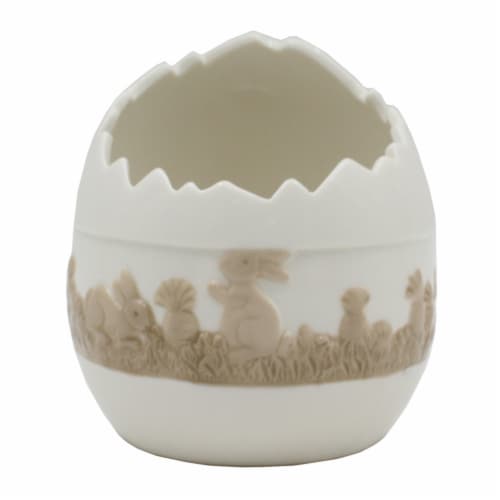 Holiday Home Easter 5.4in Porcelain Egg Shape Decor Perspective: front