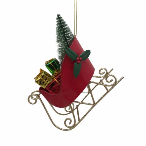 Holiday Home Sleigh Ornament Perspective: front