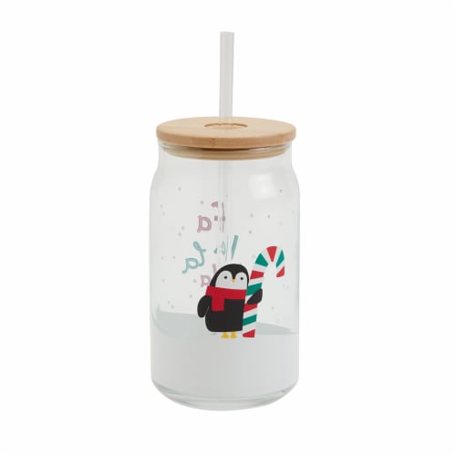 Holiday Home Christmas Soda Can Glass Sipper Perspective: front
