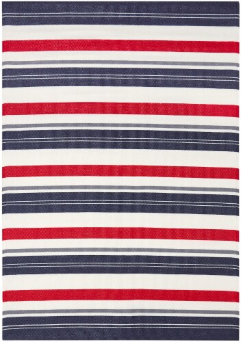 HD Designs Outdoors Poly Pro Seaside Stripe Area Rug - Patriot Blue Perspective: front