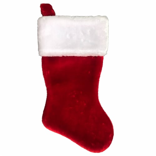 Holiday Home 18" Plush Red Stocking Christmas Decoration Perspective: front