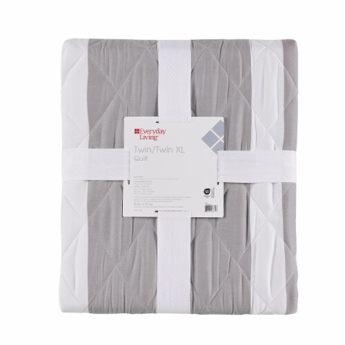 Everyday Living® Microfiber Striped Quilt Twin XL - Grey/White Perspective: front