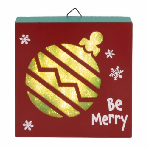 Holiday Home Ornament LED Block Table Sign Perspective: front