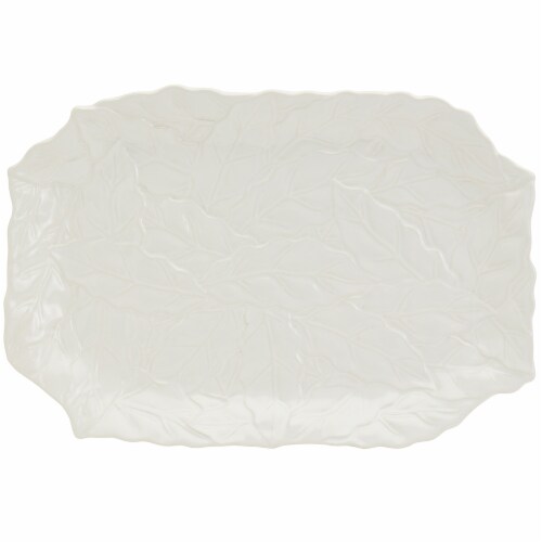 Holiday Home Oval Floral Sculpture Serving Platter Perspective: front