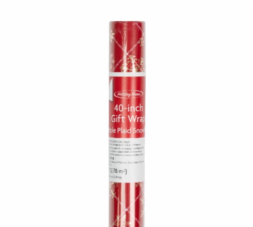 Holiday Home Simple Plaid Snowflake Gift Wrap Perspective: front