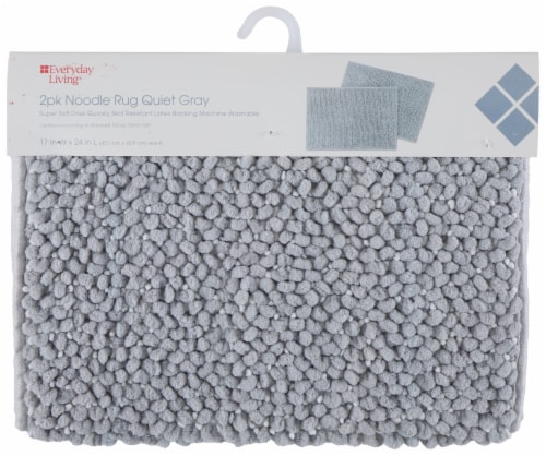 Everyday Living 100% Polyester Noodle Bathmat - 2 Pack - Quiet Gray Perspective: front