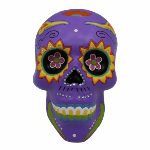 Holiday Home Purple Skull With Flowers Perspective: front