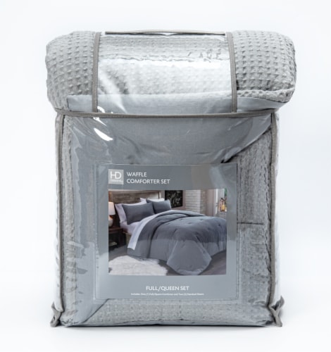 HD Designs® 3 Piece Waffle Comforter Set - Gray Perspective: front