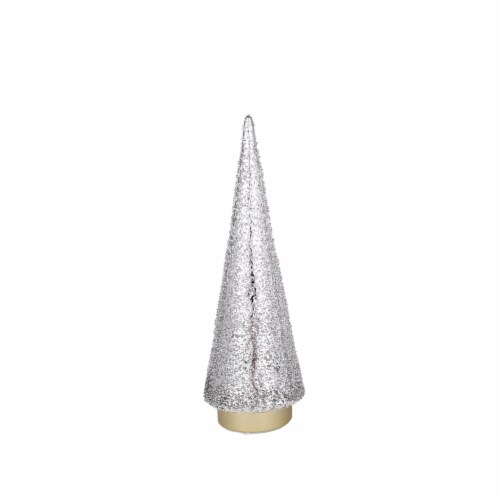 Holiday Home 14" LED Glass Christmas Tree Decor - Silver Perspective: front