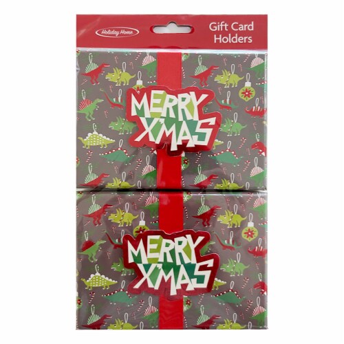 Holiday Home Dinosaurs Christmas Box Gift Card Holder Perspective: front