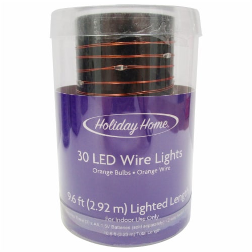 Holiday Home® 30 ct Halloween LED Orange Bulb Wire Lights Perspective: front