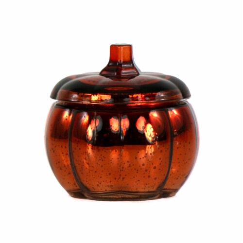 Holiday Home Glass Pumpkin Candle - Orange Perspective: front