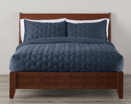 Modavari Three Piece Comforter Set Full/Queen - Blue Perspective: front