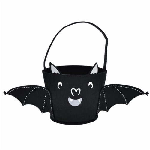 Holiday Home Felt Bat Halloween Treat Bucket Perspective: front
