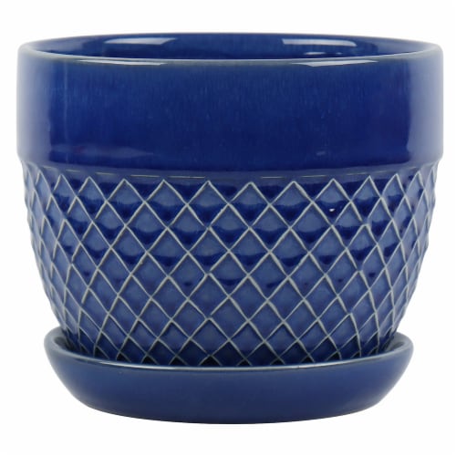 HD Designs Blue Acron Ceramic Planter Perspective: front