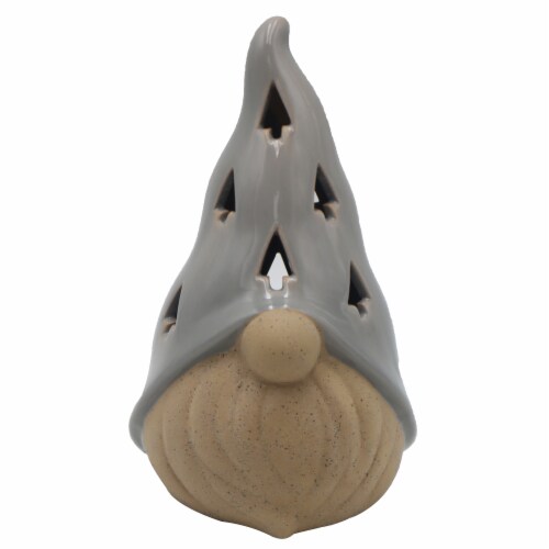 Holiday Home LED Ceramic Gnome - Gray Perspective: front