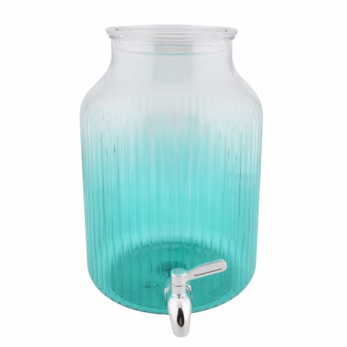 HD Outdoors Acrylic Ribbed Ombre Beverage Dispenser Green Perspective: front