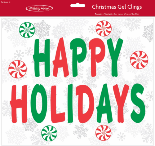 Holiday Home Happy Holidays Gel Window Cling Christmas Décor Perspective: front